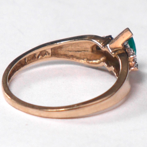 10k Emerald  Ring SOLID Yellow Gold Marquis - Picture 4 of 10